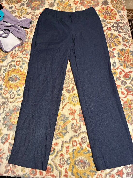 Time and Tru Pants - Time And Tru Women's Straight Leg Pull-On Mid-Rise Navy Blue Dress Pants Size 8